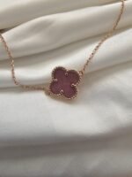 Van cleef modeli tek yapraklı büyük yonca doğal taş pembe vca rose bileklik
