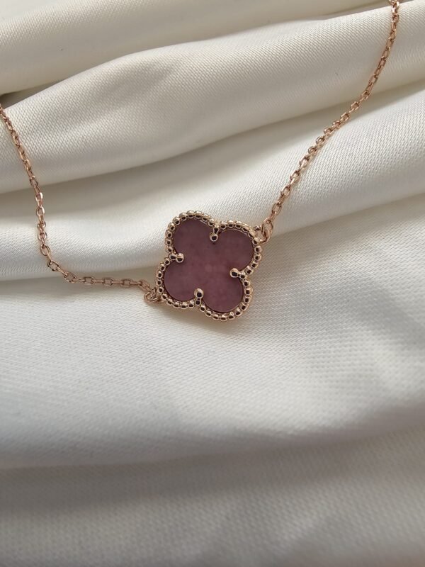 Van cleef modeli tek yapraklı büyük yonca doğal taş pembe vca rose bileklik