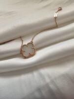 Van cleef modeli tek yapraklı büyük yonca doğal taş sedef beyaz vca rose bileklik
