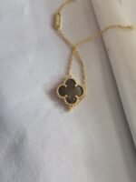 Van cleef modeli tek yapraklı büyük yonca doğal taş sedef gri vca gold bileklik