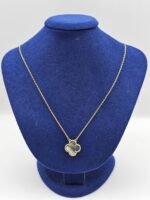Van cleef modeli tek yapraklı büyük yonca doğal taş sedef gri vca gold kolye