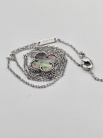 Van cleef modeli tek yapraklı büyük yonca doğal taş sedef gri vca gümüş kolye