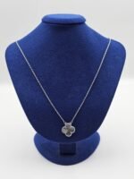 Van cleef modeli tek yapraklı büyük yonca doğal taş sedef gri vca gümüş kolye