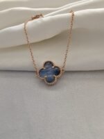 Van cleef modeli tek yapraklı büyük yonca doğal taş sedef gri vca rose bileklik
