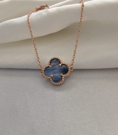 Van cleef modeli tek yapraklı büyük yonca doğal taş sedef gri vca rose bileklik