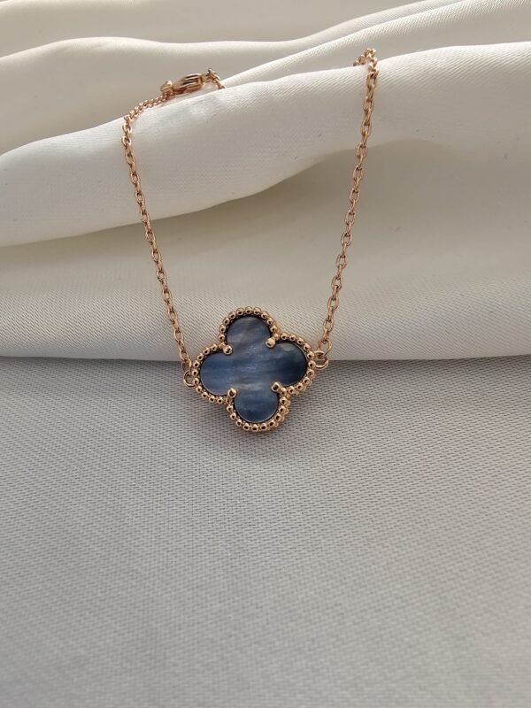 Van cleef modeli tek yapraklı büyük yonca doğal taş sedef gri vca rose bileklik