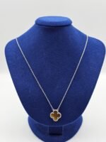 Van cleef modeli tek yapraklı büyük yonca doğal taş sedef kehribar vca gümüş kolye