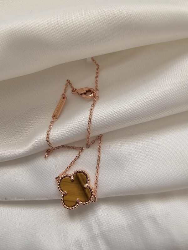Van cleef modeli tek yapraklı büyük yonca doğal taş sedef kehribar vca rose bileklik