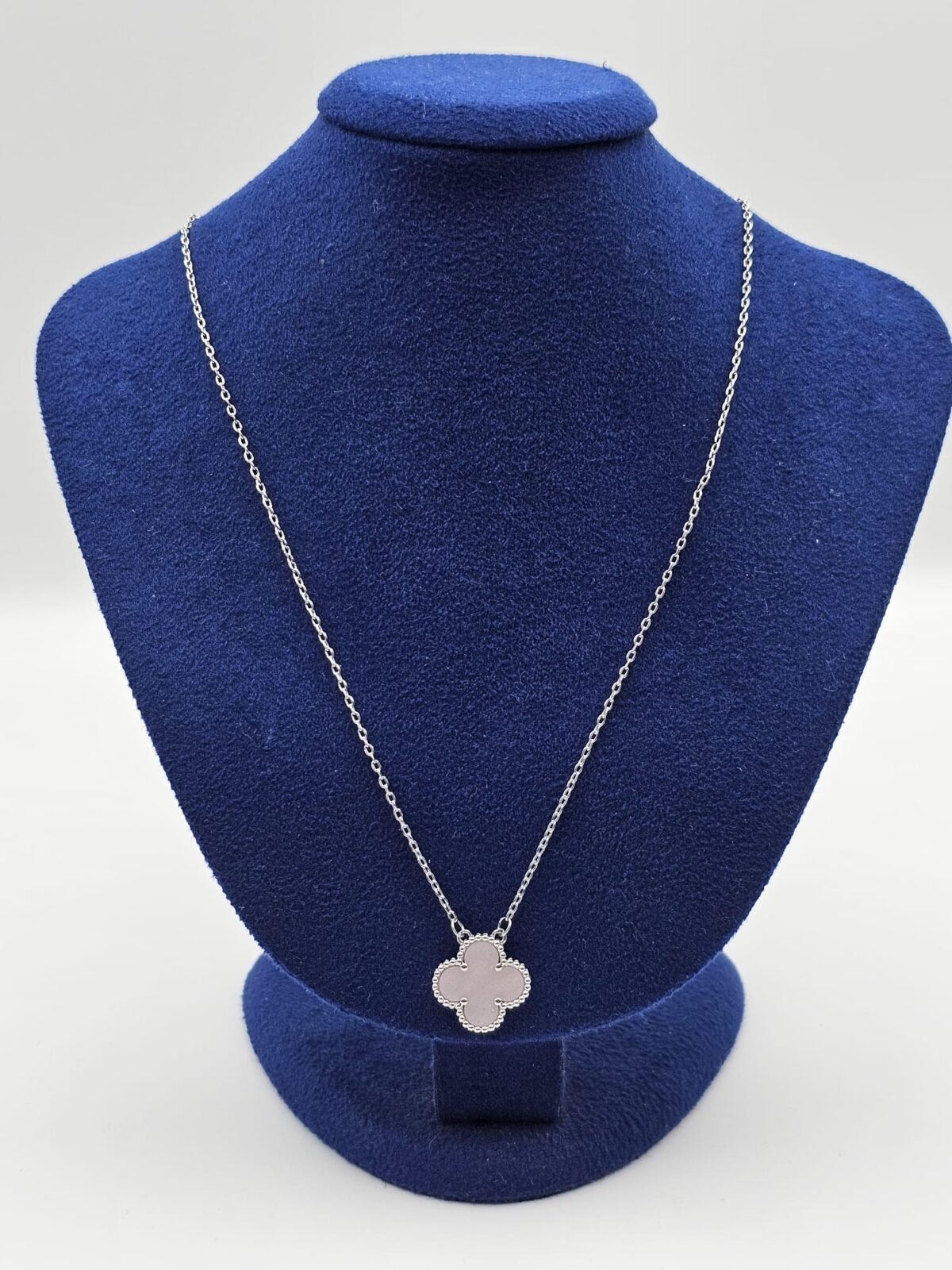 Van cleef modeli tek yapraklı büyük yonca doğal taş sedef pembe vca gümüş kolye