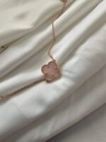 Van cleef modeli tek yapraklı büyük yonca doğal taş sedef pembe vca rose bileklik