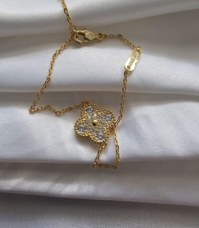 Van cleef modeli tek yapraklı büyük yonca taşlı vca gold bileklik