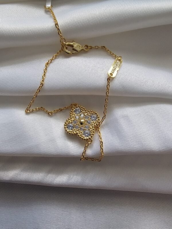 Van cleef modeli tek yapraklı büyük yonca taşlı vca gold bileklik