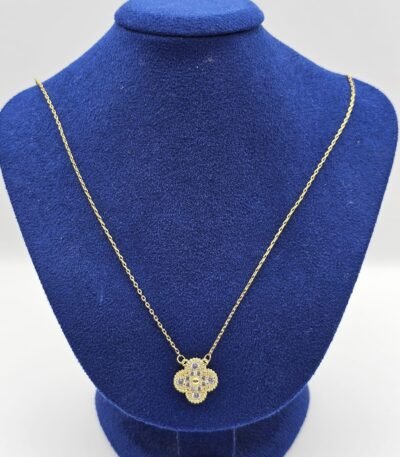 Van cleef modeli tek yapraklı büyük yonca taşlı vca gold kolye