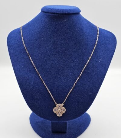 Van cleef modeli tek yapraklı büyük yonca taşlı vca rose kolye