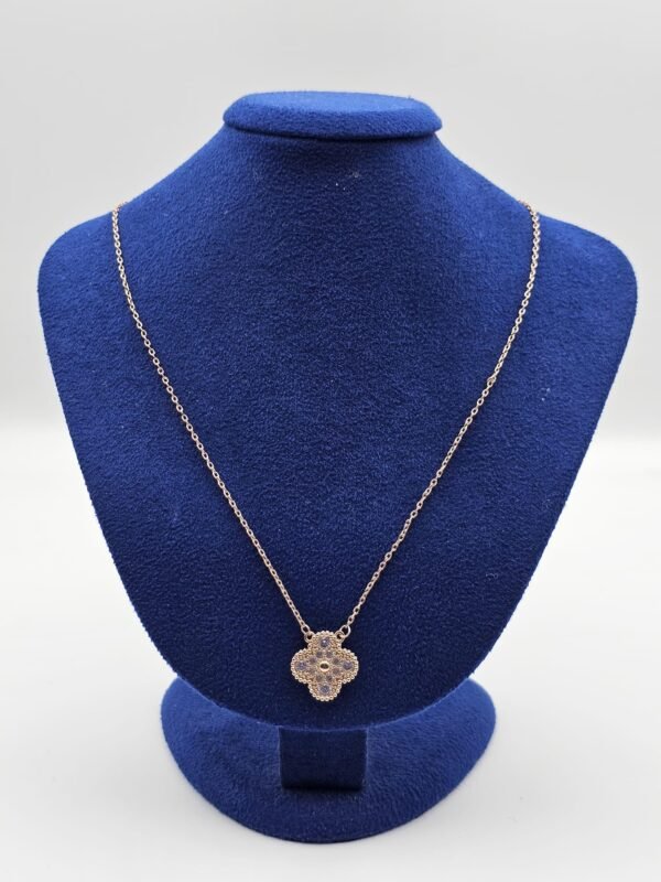 Van cleef modeli tek yapraklı büyük yonca taşlı vca rose kolye