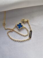 Van cleef modeli tek yapraklı küçük yonca doğal taş mavi vca gold bileklik