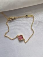 Van cleef modeli tek yapraklı küçük yonca doğal taş pembe vca gold bileklik