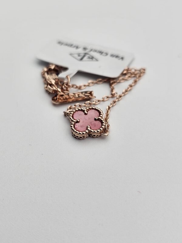 Van cleef modeli tek yapraklı küçük yonca doğal taş pembe vca rose bileklik