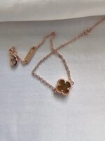 Van cleef modeli tek yapraklı küçük yonca doğal taş sedef kehribar vca rose bileklik