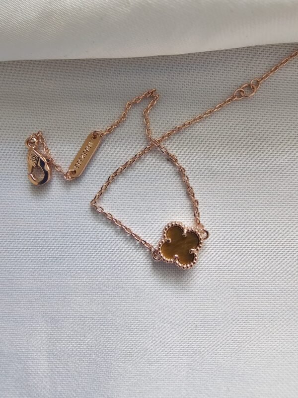 Van cleef modeli tek yapraklı küçük yonca doğal taş sedef kehribar vca rose bileklik