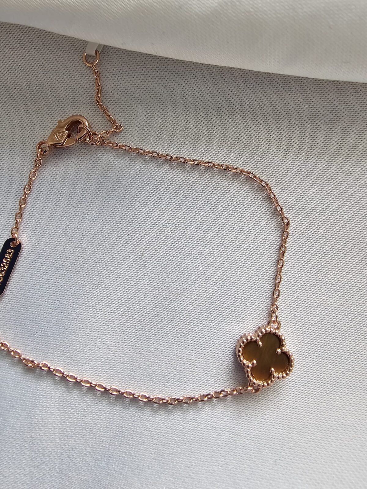 Van cleef modeli tek yapraklı küçük yonca doğal taş sedef kehribar vca rose bileklik