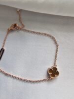 Van cleef modeli tek yapraklı küçük yonca doğal taş sedef kehribar vca rose bileklik