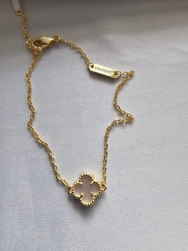 Van cleef modeli tek yapraklı küçük yonca doğal taş sedef pembe vca gold bileklik