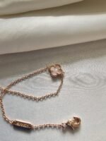 Van cleef modeli tek yapraklı küçük yonca doğal taş sedef pembe vca rose bileklik
