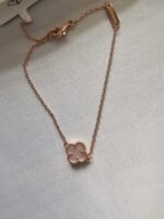 Van cleef modeli tek yapraklı küçük yonca doğal taş sedef pembe vca rose bileklik