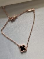 Van cleef modeli tek yapraklı küçük yonca doğal taş siyah vca rose bileklik