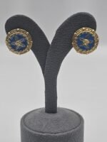 Versace modeli altın gold mavi mineli küpe