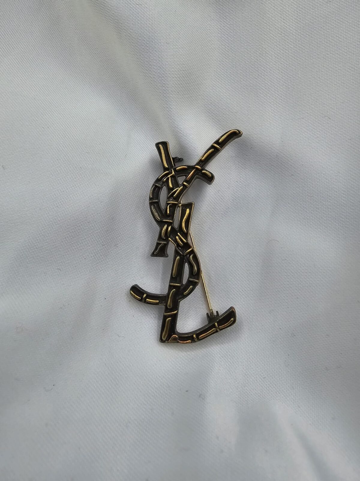 Yves saint laurent modeli antik gold ysl broş