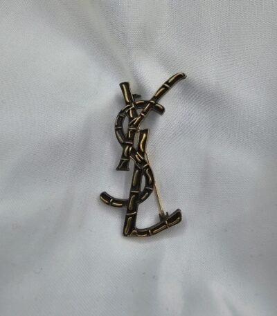 Yves saint laurent modeli antik gold ysl broş