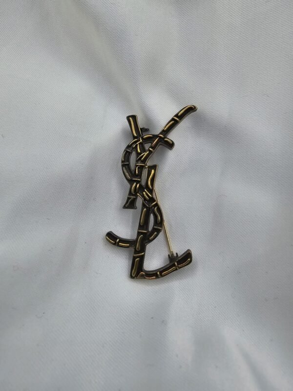 Yves saint laurent modeli antik gold ysl broş