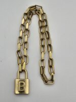 balenciaga modeli kilit model antik gold kolye