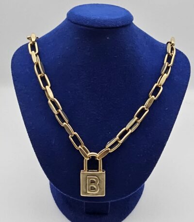 balenciaga modeli kilit model antik gold kolye