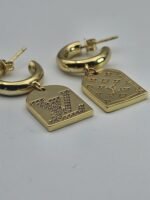 louis vuitton modeli taşlı gold altın lv küpe