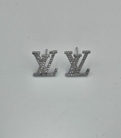 louis vuitton modeli taşlı lv gümüş küpe