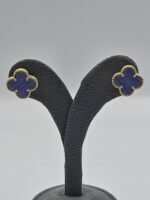 van cleef modeli büyük yonca doğal taş açık mavi gold altın vca küpe