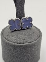 van cleef modeli büyük yonca doğal taş açık mavi gümüş vca küpe