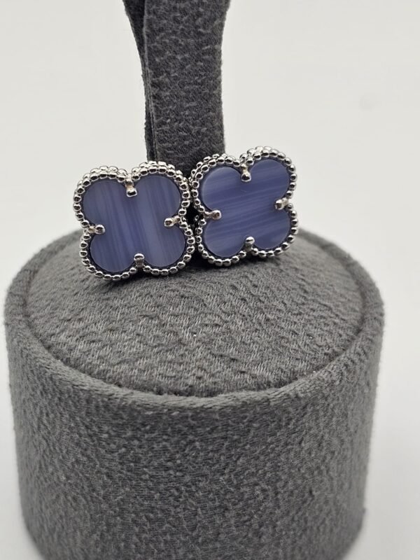 van cleef modeli büyük yonca doğal taş açık mavi gümüş vca küpe