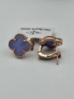 van cleef modeli büyük yonca doğal taş açık mavi rose omega vca küpe