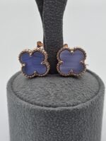 van cleef modeli büyük yonca doğal taş açık mavi rose omega vca küpe