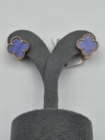 van cleef modeli büyük yonca doğal taş açık mavi rose omega vca küpe