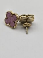 van cleef modeli büyük yonca doğal taş açık pembe gold altın vca küpe