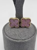 van cleef modeli büyük yonca doğal taş açık pembe gold altın vca küpe
