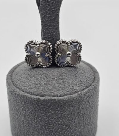 van cleef modeli büyük yonca doğal taş düz gümüş vca küpe