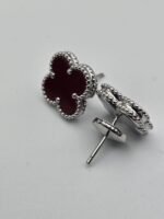van cleef modeli büyük yonca doğal taş kırmızı gümüş vca küpe