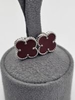 van cleef modeli büyük yonca doğal taş kırmızı gümüş vca küpe