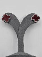 van cleef modeli büyük yonca doğal taş kırmızı gümüş vca küpe